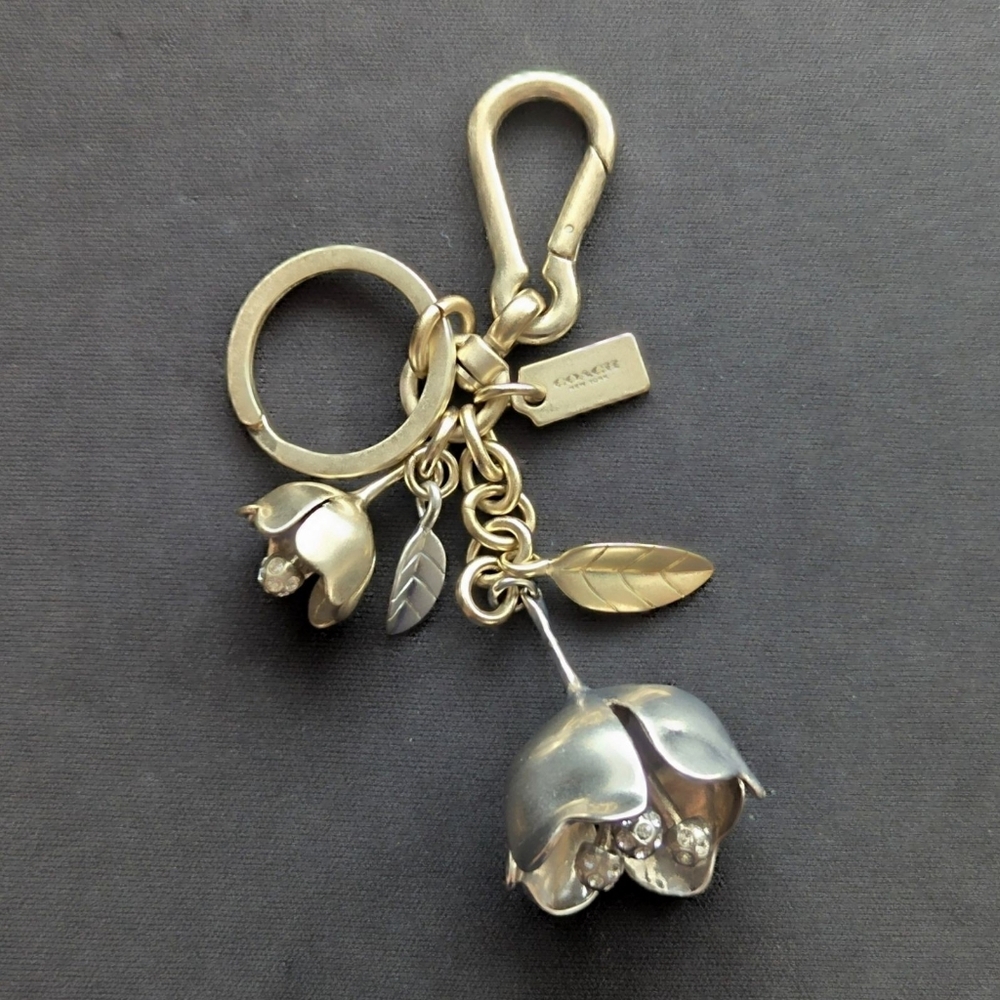 Coach Floral Silver Keychain